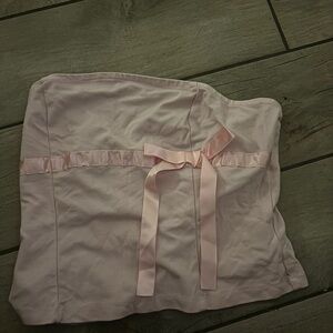 Pink Strapless Top with Ribbon Detail